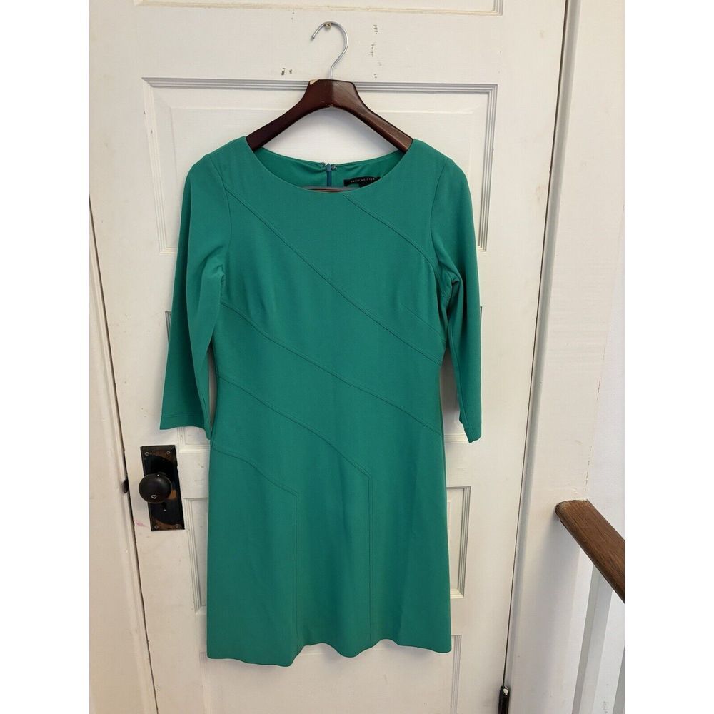 David Meister Green 3/4 Sleeve Lined Knee Length Dress Size‎ 8